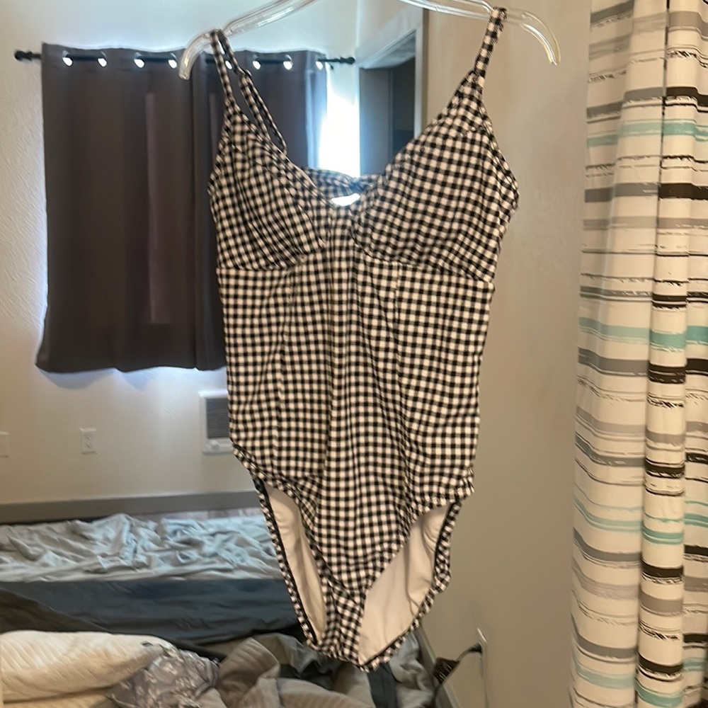 Checkered one piece swimsuit